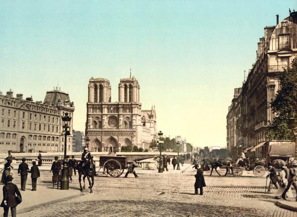 notre dame and st michael bridge paris france ca 1890 1900