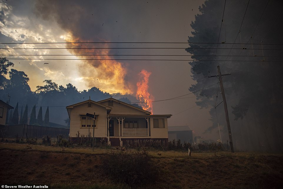 The fire front tore through Batlow on Saturday, a day where authorities were forecasting catastrophic conditions