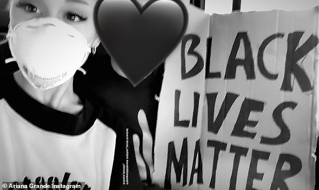 Black Lives Matter: Ariana Grande posted Sunday to Twitter after joining the peaceful Black Lives Matter protest the day before in Beverly Hills after the killing of George Floyd